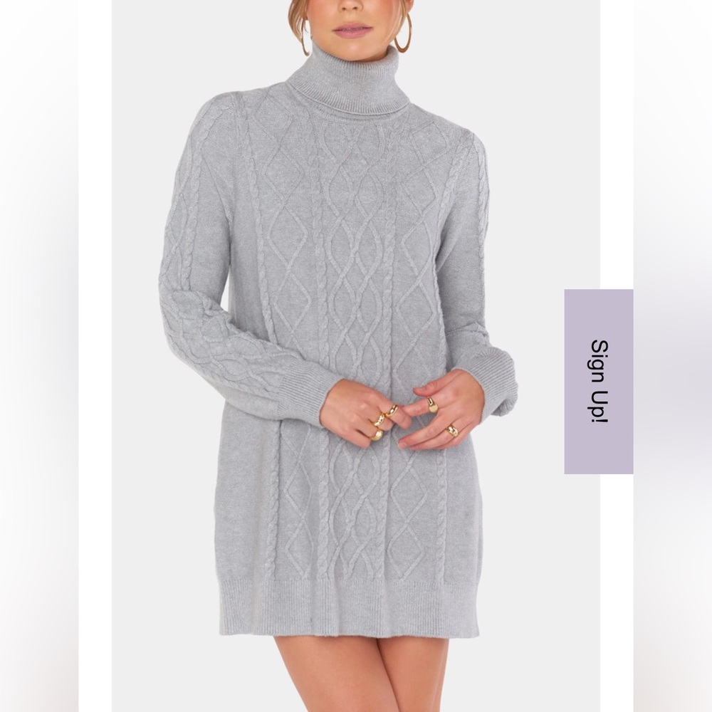 Show me your mumu Montreal mini dress. Gray Cable Knit Turtleneck Sweater Dress